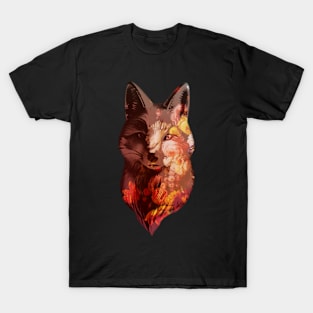 Red flower fox T-Shirt